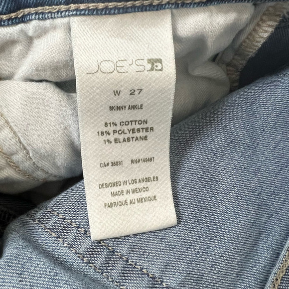Joes Jeans Womens Skinny Ankle Stretch Medium Wash Mid Rise Raw Hem Zip Denim 27 - Picture 8 of 10